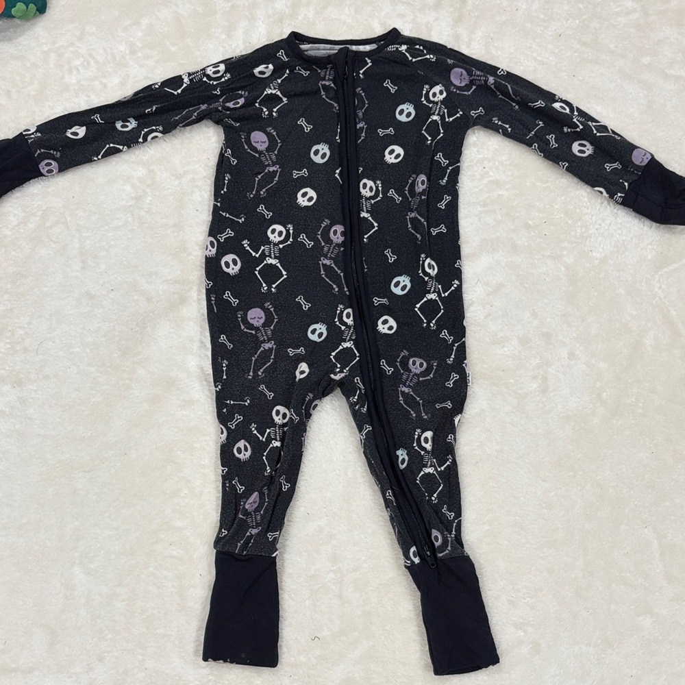 Little Sleepies Black and Purple Skull Kids One Piece